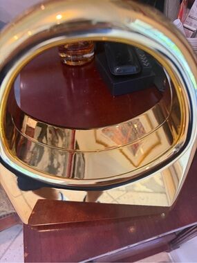 Shiny Gold Fun Handbag with Circular Handle